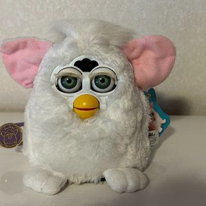Vintage 1999 FURBY BABY White with Green Eyes Model 70-940 Tiger Electronics